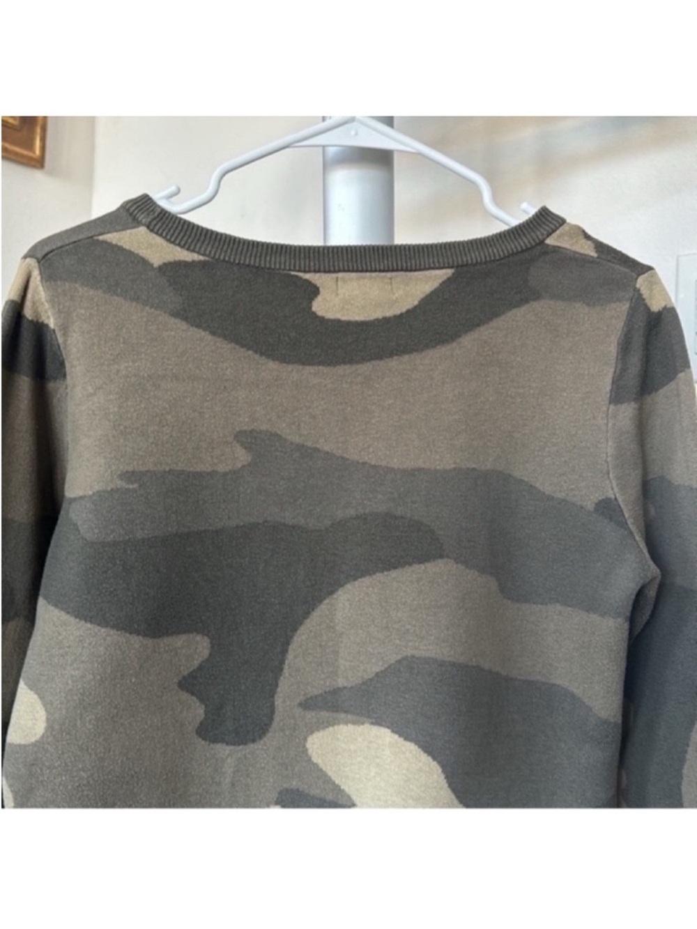 Mossimo Leopard Camouflage Knit Sweaters Sz M Crew Green Brown Black - Picture 6 of 14